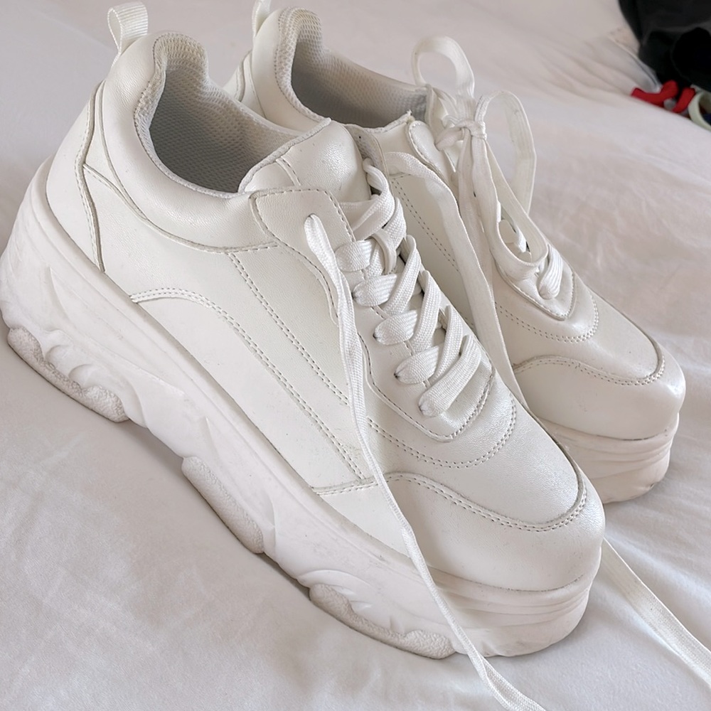 White platform sneakers